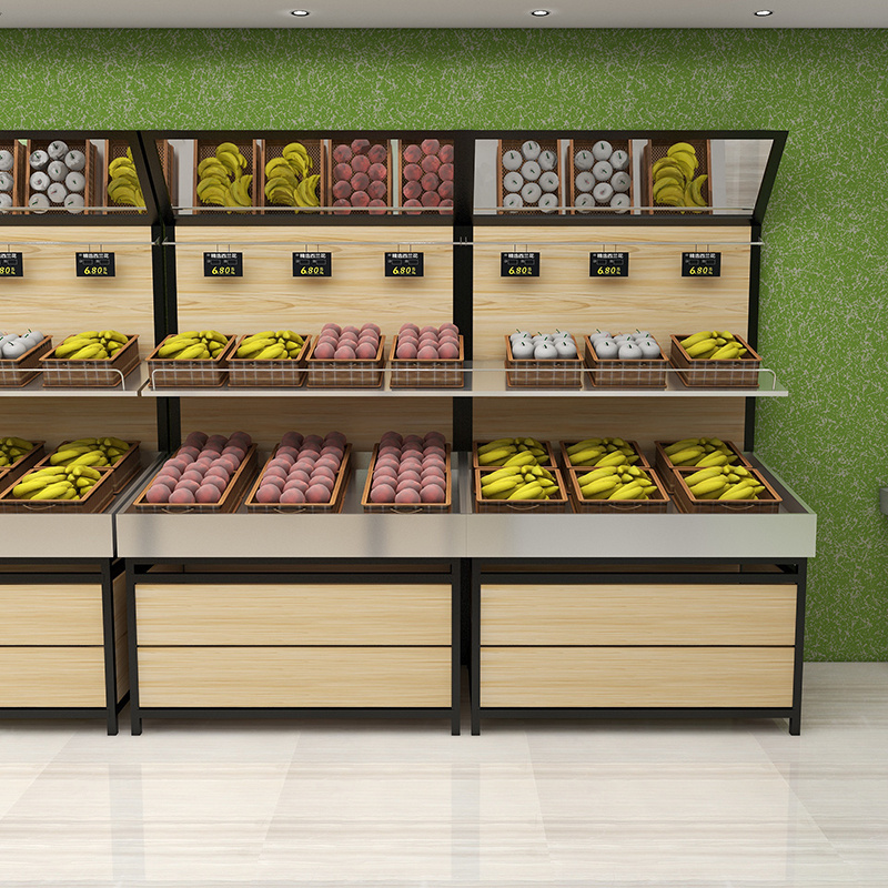 Fruits And Vegetables Supermarket Storage Shelf Racks Systems For Store vegetable and fruit display rack with storage