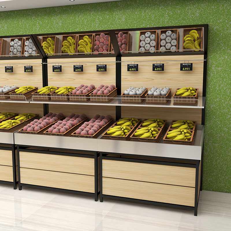 Fruits And Vegetables Supermarket Storage Shelf Racks Systems For Store vegetable and fruit display rack with storage