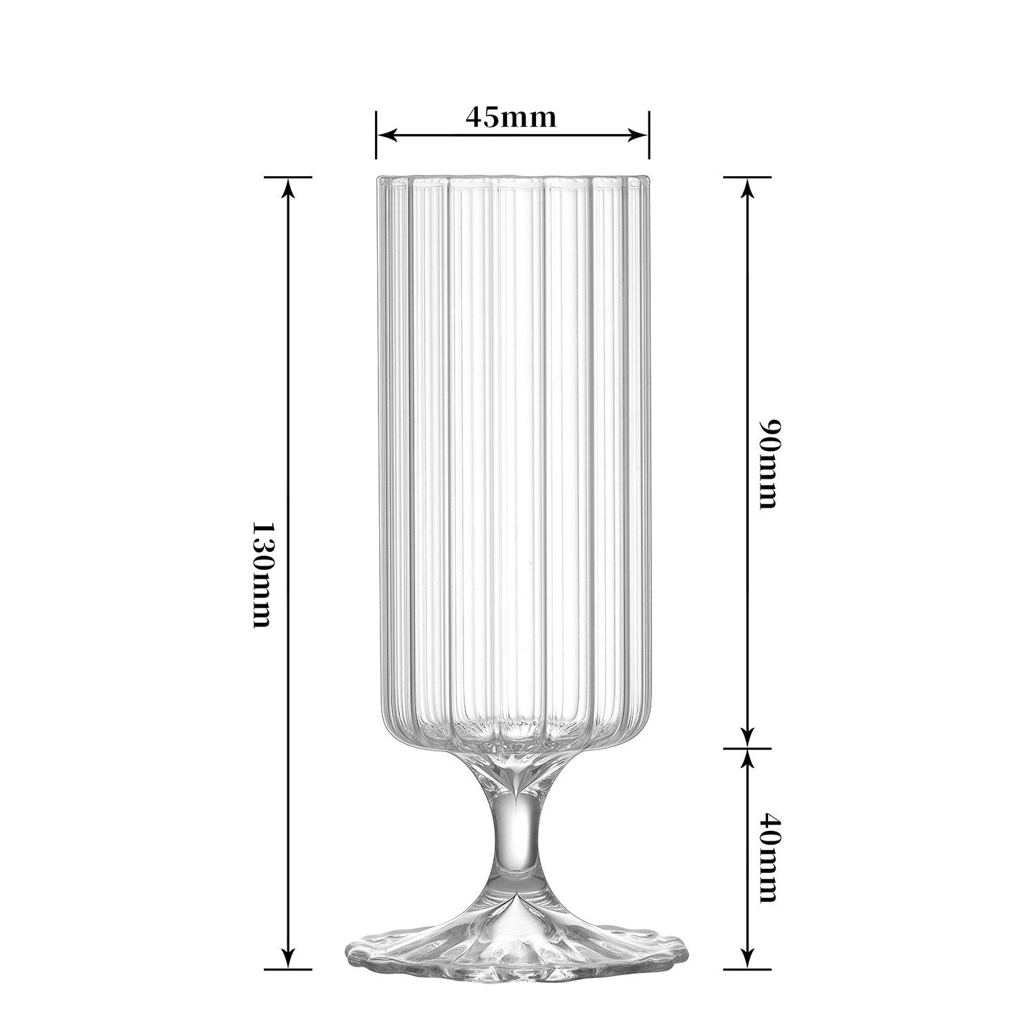 Wholesale Vertical champagne glass high borosilicate red wine glass whiskey  cocktail   sparkling wine glass