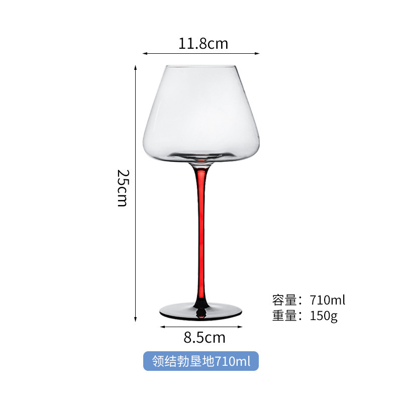 Wholesale Large Clear Crystal Goblet Burgundy Red Wine Glass set Drinking Red Stem Black Base Wine Glasses For Home Party