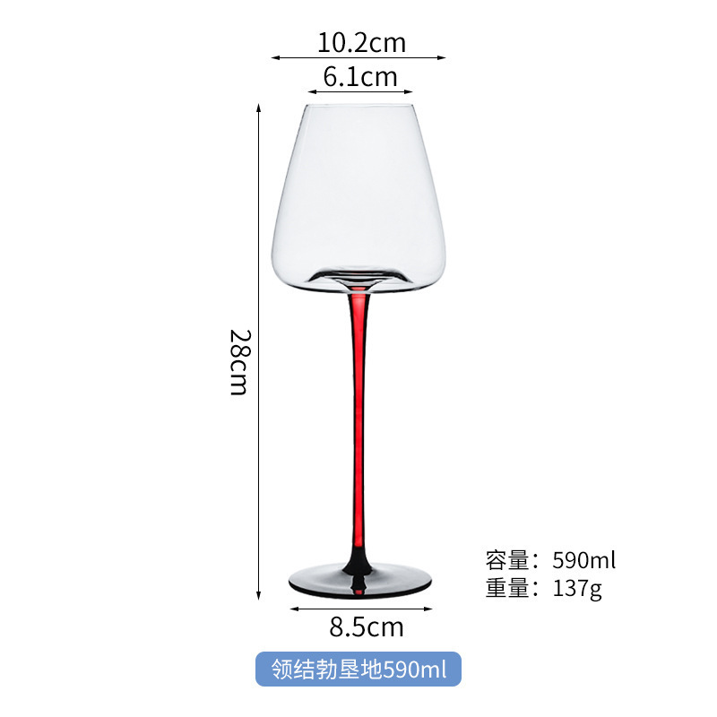 Wholesale Large Clear Crystal Goblet Burgundy Red Wine Glass set Drinking Red Stem Black Base Wine Glasses For Home Party