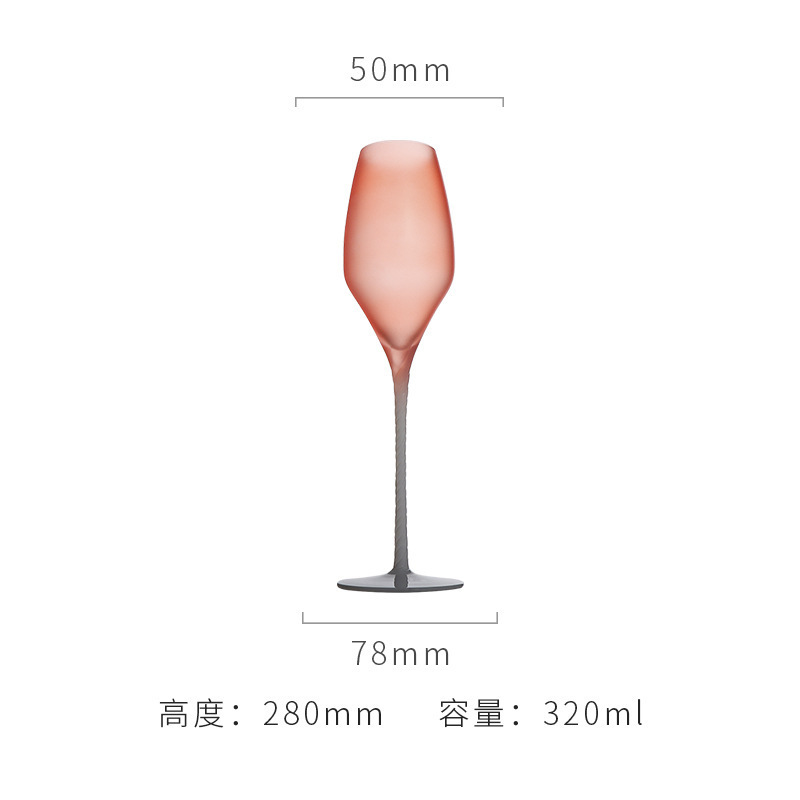 Wholesale Custom logo color  frosting goblet  glass  Creative twist colored champagne Red cocktail glass