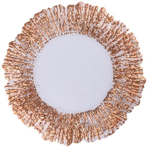 Wholesale Plate Wedding  Western Plate Newest Elegant Gold Reef Glass Charger Dishes for wedding and party