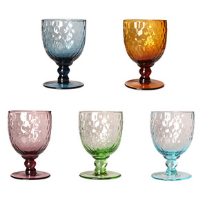 Wholesale Source factory custom logo color10ozHot Sale European Vintage Colored Vintage Glass Goblets For Wedding Birthday Party