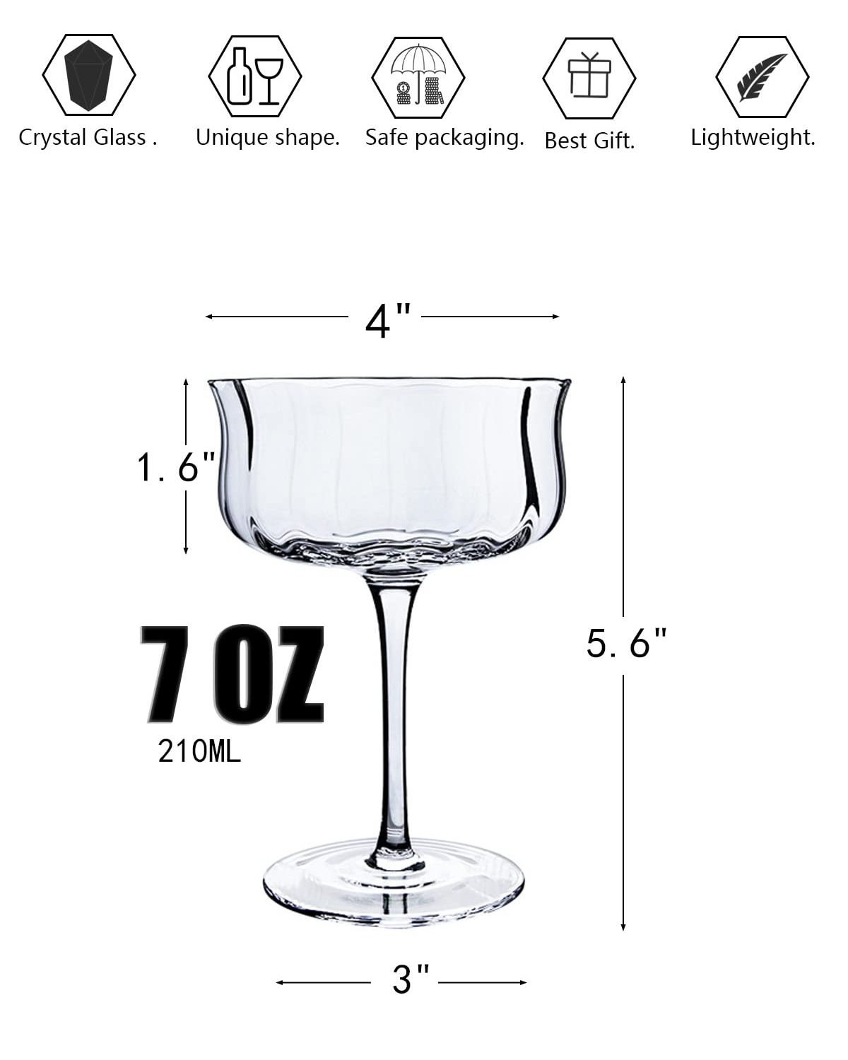 wholesale Flower Coupe Glasses Vintage Glassware 7oz Champagne Martini Cocktail Crystal Gift Housewarming Wedding Anniversary