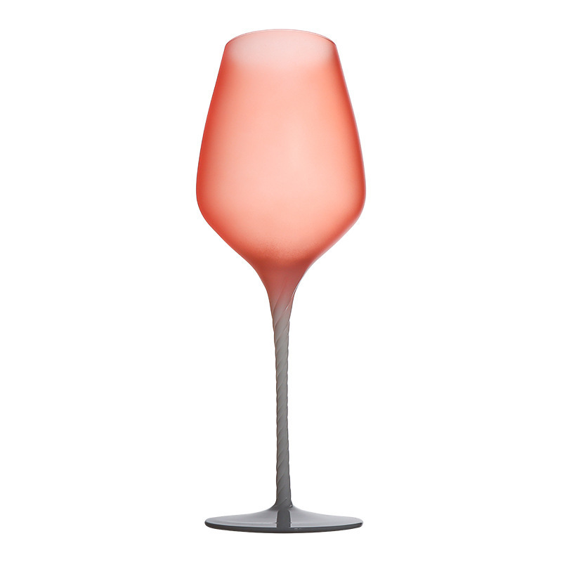 Wholesale Custom logo color  frosting goblet  glass  Creative twist colored champagne Red cocktail glass