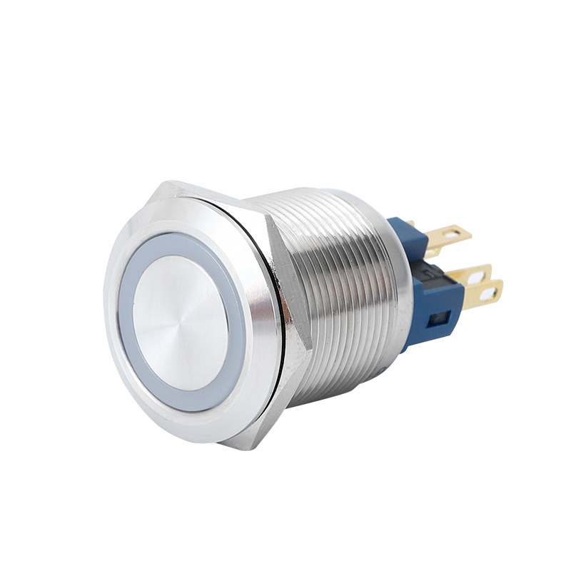 22mm 12V/24V Mounting Hole 5pin IP67 momentary latching LED light metal push button switch