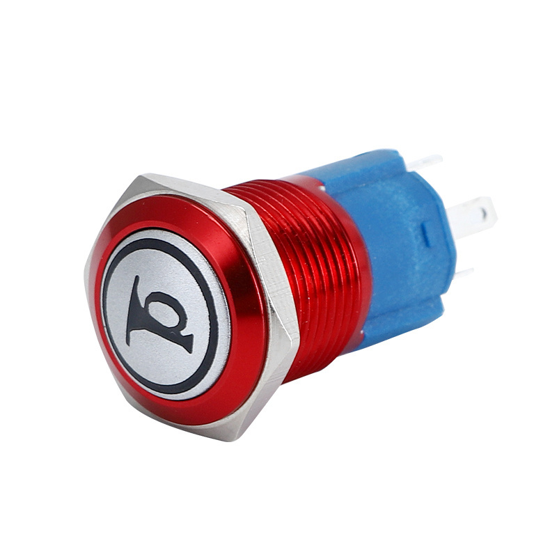 16mm Waterproof Customized Momentary Anti Vandal Horn Push Button Switch Round For Car 12v