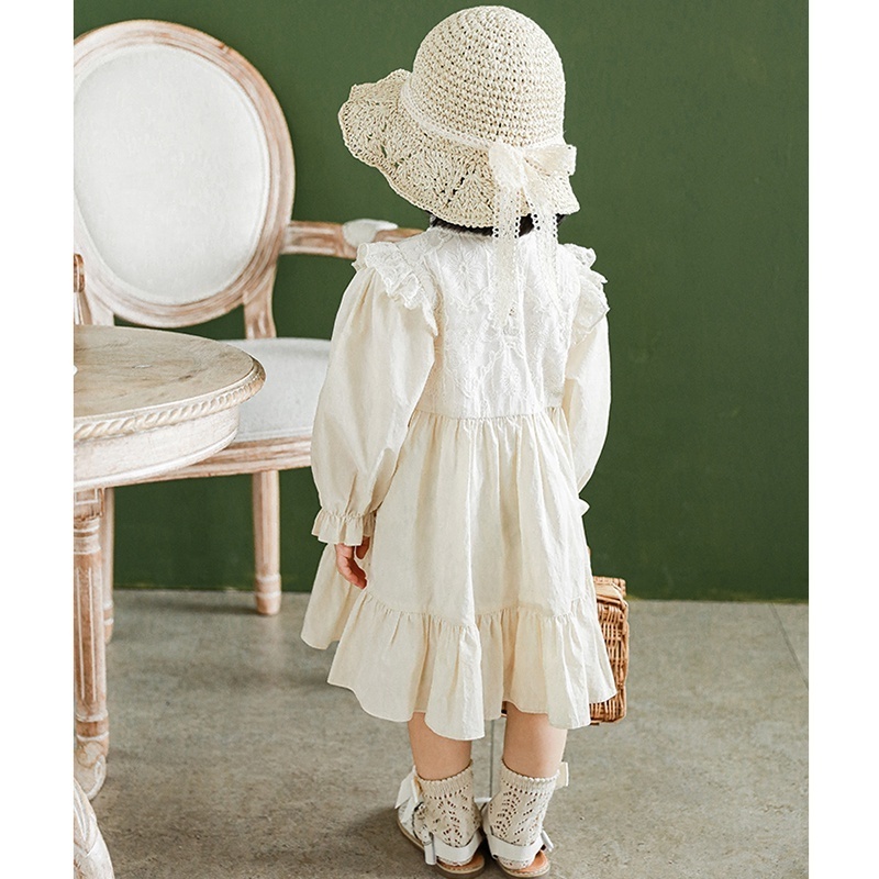 New Arrivals 100% Cotton Children Dress Long Sleeve Sweet Kids Dresses For Girls Princess Lace Girls' Dresses