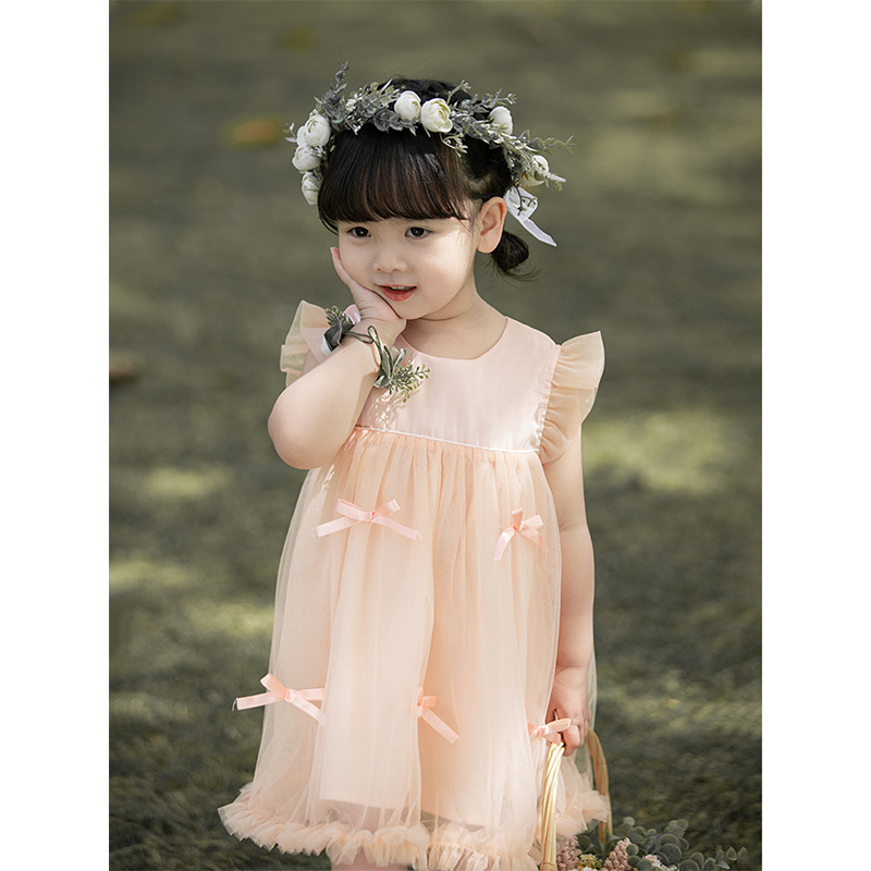 YOEHYAUL High Quality Summer Sweet Elegant Girls Clothing Dresses With Bow Sleeveless Fancy Kids Toddler 5 Year Old Girl Dress