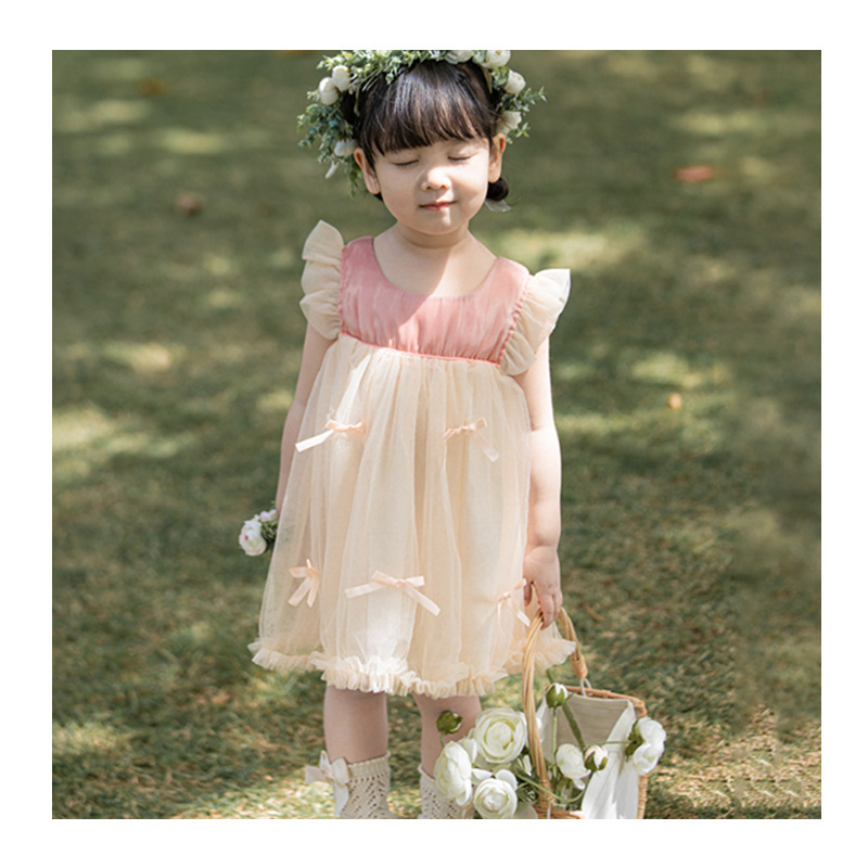 YOEHYAUL High Quality Summer Sweet Elegant Girls Clothing Dresses With Bow Sleeveless Fancy Kids Toddler 5 Year Old Girl Dress