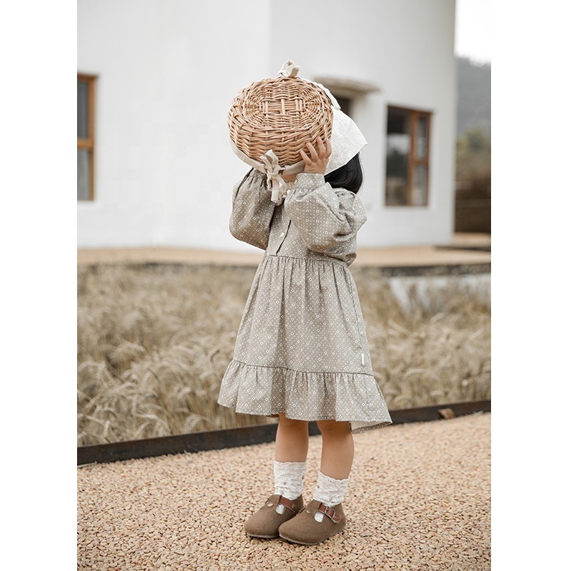 Spring Autumn 100% cotton cute children dress soft baby dresses England style kids clothing dress