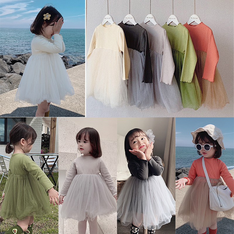 YOEHYAUL 5 Colors 2024 Spring Fall Infant Princess Tutu Dress For Girls White Long Sleeve Kids Baby Tulle Dress Lace Luxury