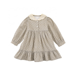 Spring Autumn 100% cotton cute children dress soft baby dresses England style kids clothing dress