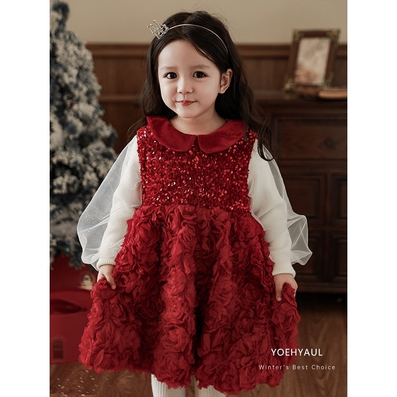 Wholesale Babi Girls Frock Party Fashion Princess Dress Long Sleeve Tutu Skirts For Kids Winter Tulle Dress For Children Girl