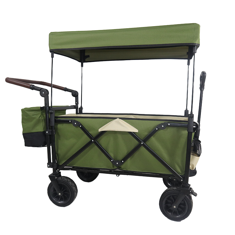 Collapsible Wagon Cart Stroller Foldable Kids Stroller Wagon With 2 Seats All-Terrain With Canopy