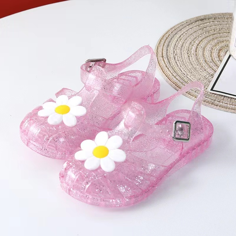 Candy Color Children Girls Jelly Sandals Summer Rubber Outsole Fisherman Flat Sandals Closed Toe Shoes