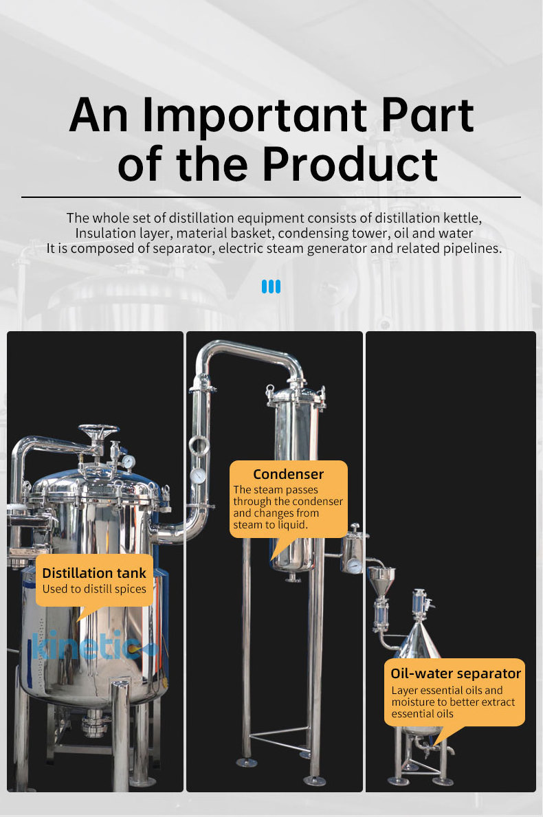 Oil water separator fractional distillation Eucalyptus leaves essential oil extraction equipment