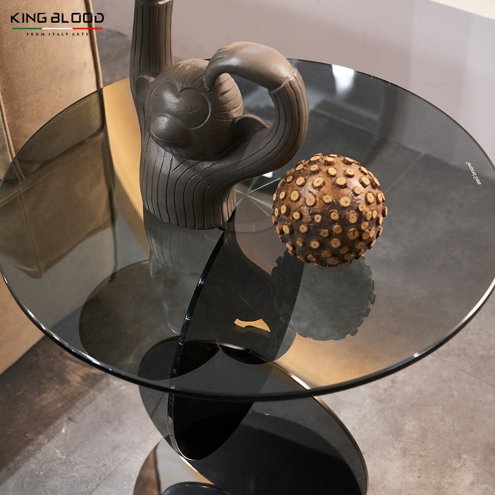 Stainless steel mirror Black Titanium side table Stainless steel glass coffee table