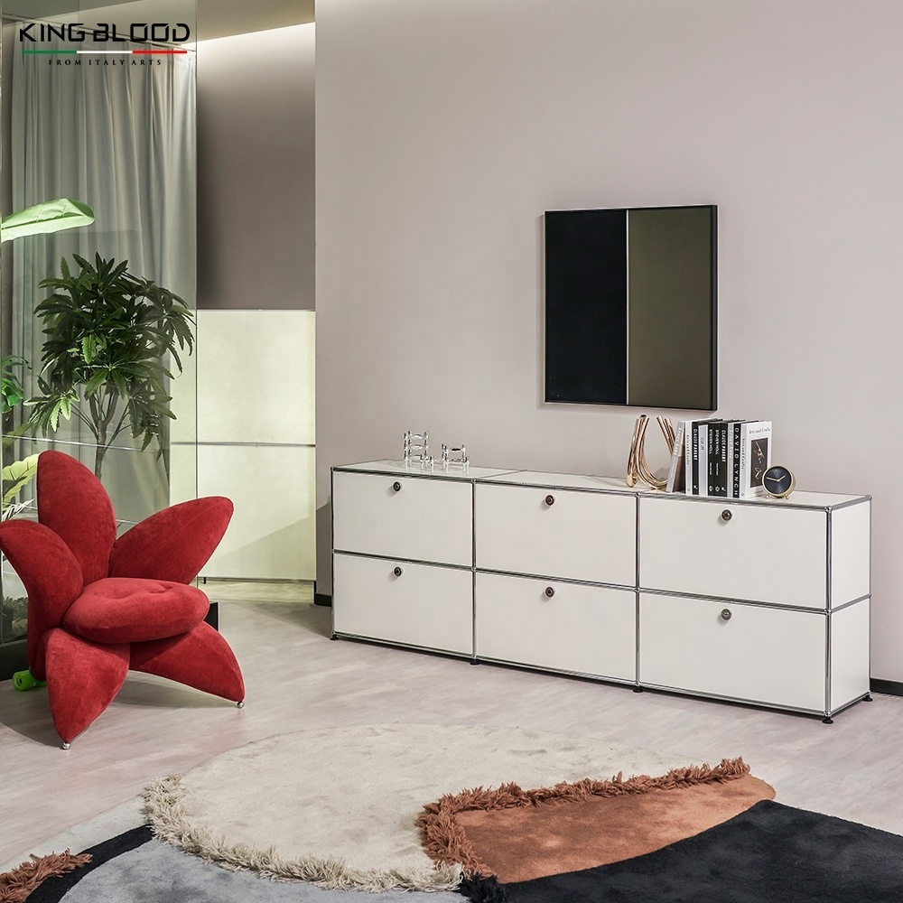 nordic modern 4 doors design combinate metal stainless steel storage modular wine Recycled pine cabinet for living room bedroom