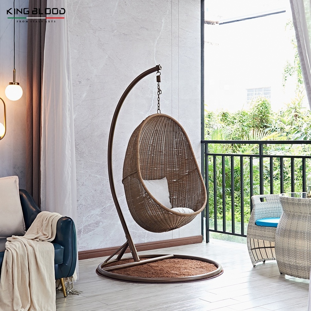 Modern Rattan Bird Nest Balcony Adult Cheap Indoor Metal Wicker Cocoon Hanging Swing Egg Chair