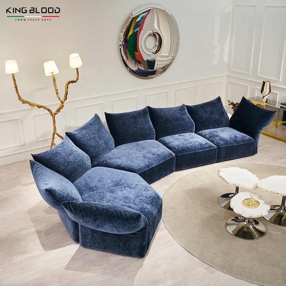 KINGBLOOD Furniture Antique Sofa Manufacturer European Style Home Living Room Couch Curved Shape Sofa