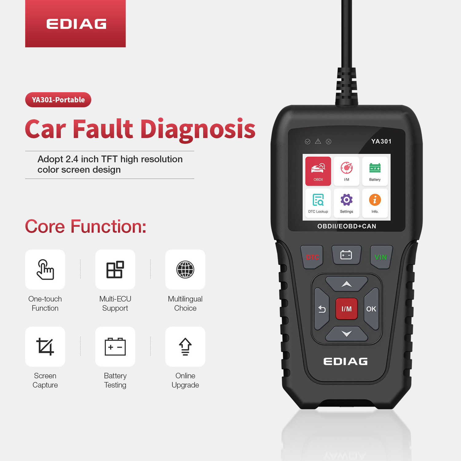 EDIAG OBD2 Code Reader Obd II Scanner Car YA301 Car Diagnostic Machine Prices Support Viewing Frozen Frames