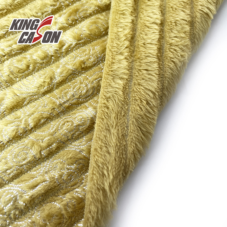 Kingcason China Factory Super Soft 100% Polyester Material Stamping Hot Silver Stripe Knitted Flannel Fabric for Garments