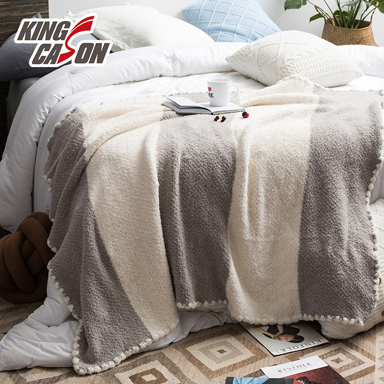 KINGCASON New Arrivals Premium Knitted Blanket Quality Multi-color Optional Stripe Half-fleece Blanket For Home Textile