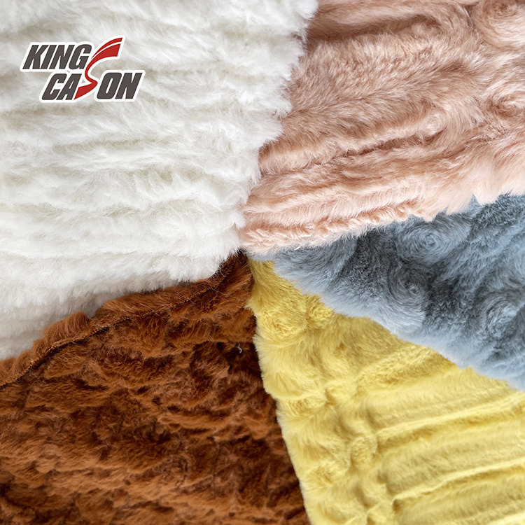 Kingcason  One Side 100%Polyester Medium-weight Brush 160cm 280GSM Striped Faux Fur Fabric For Clothes