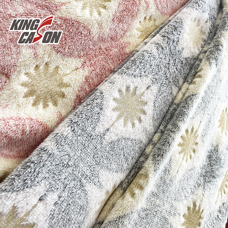 KINGCASON Factory Wholesale Customized Printed Colors Comfortable Skin-friendly Luxury Gold Stamping Flannel Fabric For Pyjamas