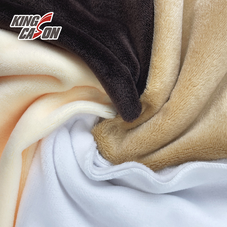 Kingcason 100 Polyester Warp Knit Spandex Super Soft Fleece Fabric With Solid Colors