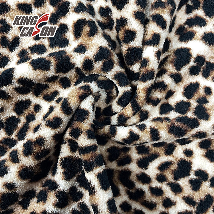 Kingcason China Factory Two Side Brush Super Soft Leopard Printing Flannel Fleece Fabric For Blanket Bedding Ladies Garment