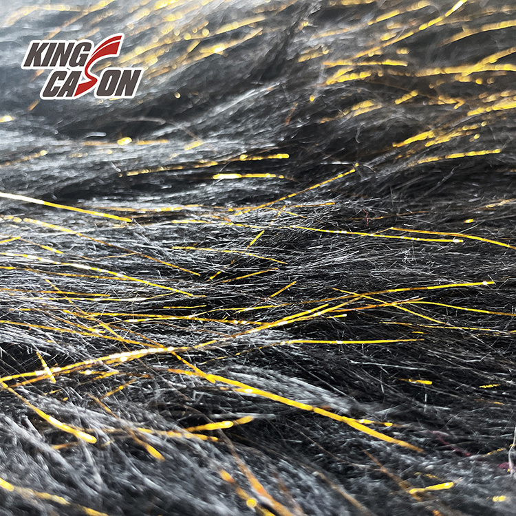 Kingcason New Design Fluffy Long Hair Foil Stamping Plain Luxury Long Pile Plush Artificial Fur