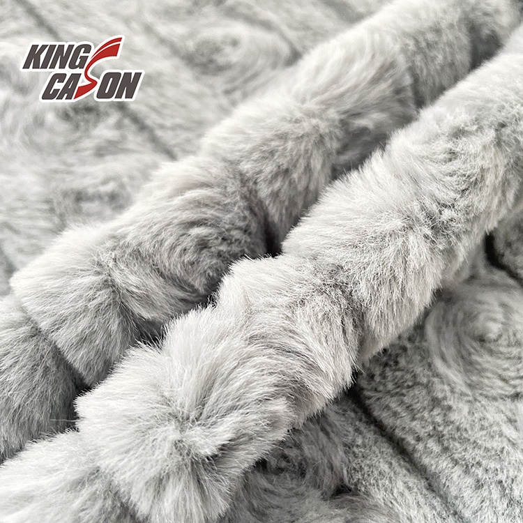 Kingcason  One Side 100%Polyester Medium-weight Brush 160cm 280GSM Striped Faux Fur Fabric For Clothes