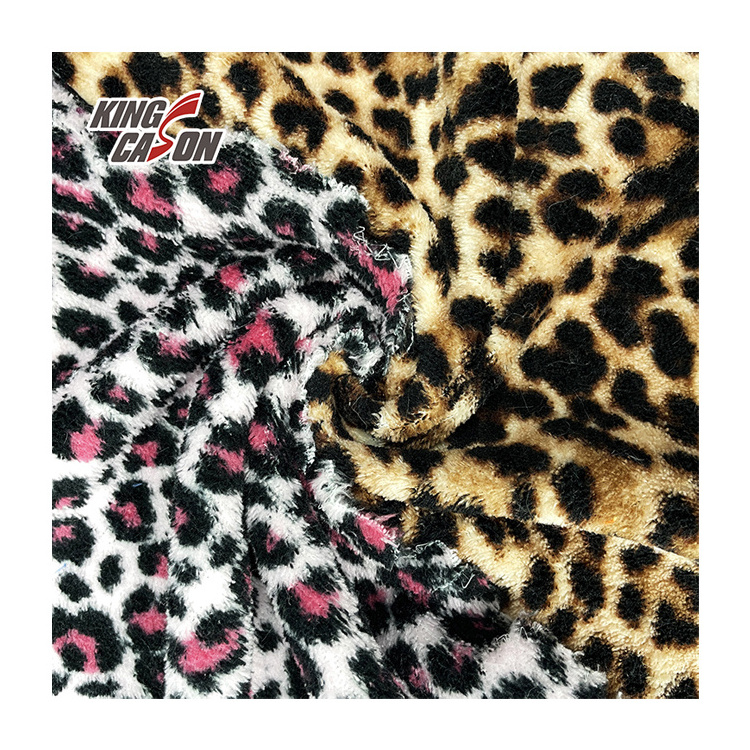 Kingcason China Factory Two Side Brush Super Soft Leopard Printing Flannel Fleece Fabric For Blanket Bedding Ladies Garment