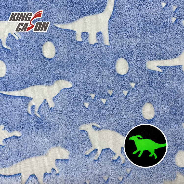 KINGCASON Popular Design Good Hand-feeling Glow In The Dark Curtain Dinosaur Printed Polyester Fabrics For Throw Blanket