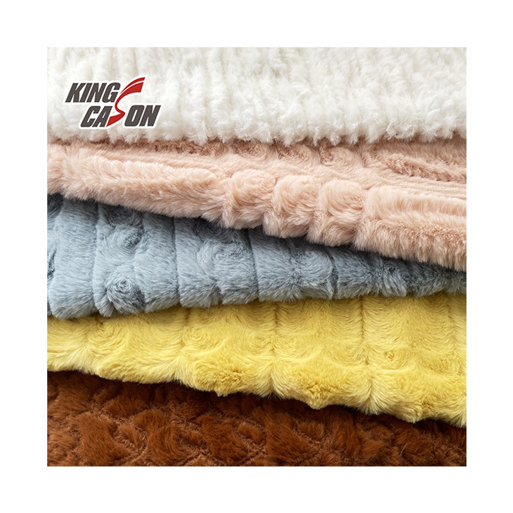 Kingcason  One Side 100%Polyester Medium-weight Brush 160cm 280GSM Striped Faux Fur Fabric For Clothes