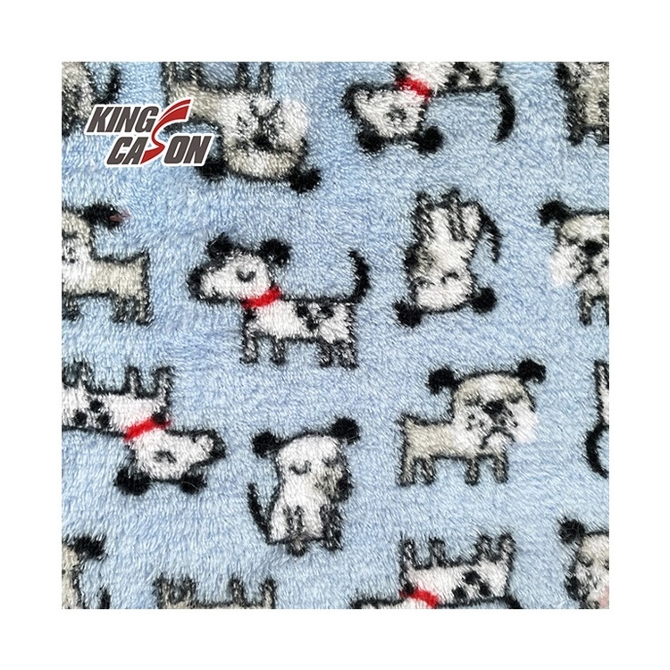 KINGCASON Wholesale Customized Printed Cartoon Dog Print Double Faced Flannel Fleece Fabric For Home Textile Kids blankets