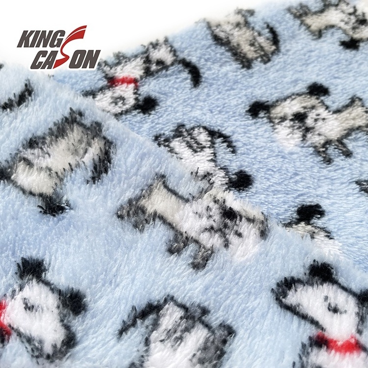 KINGCASON Wholesale Customized Printed Cartoon Dog Print Double Faced Flannel Fleece Fabric For Home Textile Kids blankets