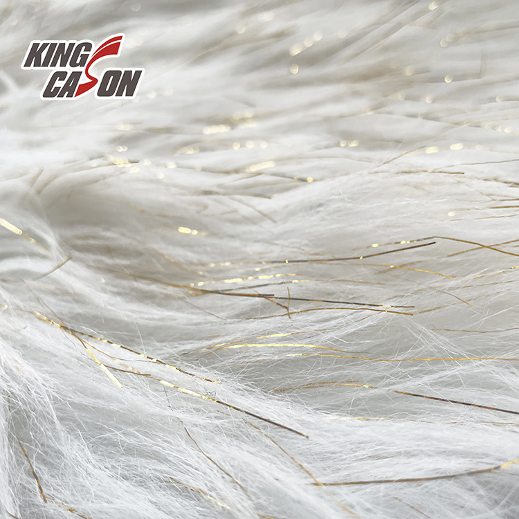 Kingcason New Design Fluffy Long Hair Foil Stamping Plain Luxury Long Pile Plush Artificial Fur