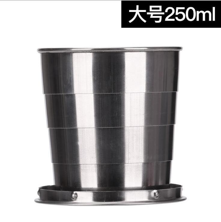 outdoor travel stainless steel folding cup for water with key ring