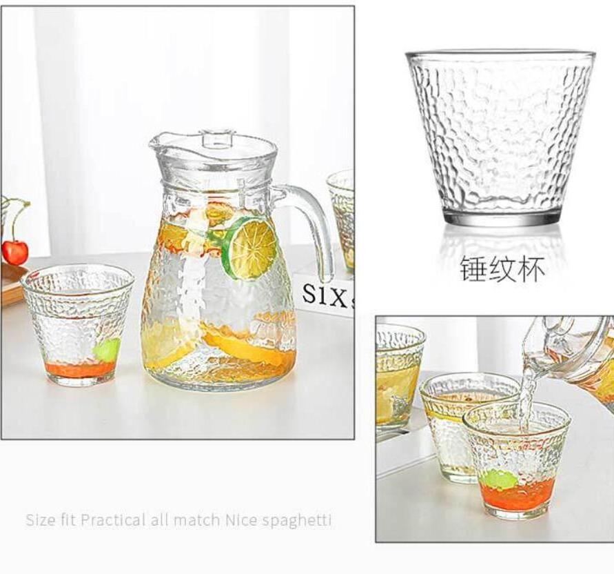 1200ml 1.2LITER and 200Ml glass cups Elegant Entertainment Design Glass Water Jug Set