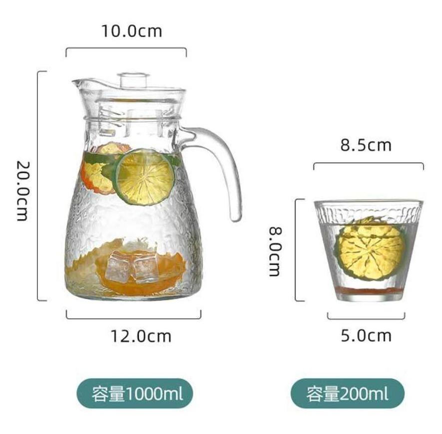 1200ml 1.2LITER and 200Ml glass cups Elegant Entertainment Design Glass Water Jug Set