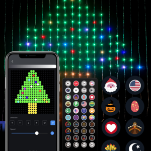 App Control Christmas Smart RGB Pixel Addressable Lights Curtain Indoor DIY Pattern Led Decorative Curtain Lights