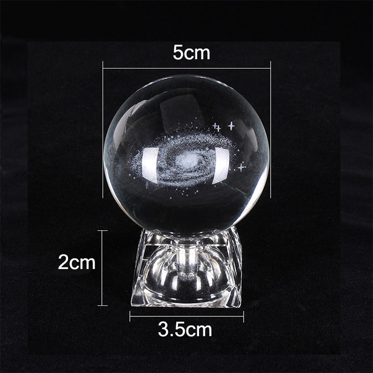 60mm Crystal Solar System Planet Galaxy 3D Laser Engraved Sun System Crystal Ball with LED Light Base