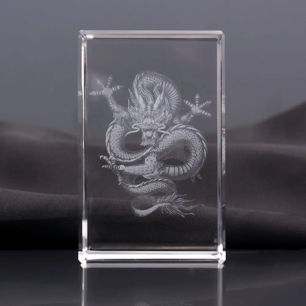 Honor Of Crysal K9 Block 3d Clear Chinese Zodiac Laser Dragon Animal Cube Home Decoration