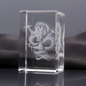 Honor Of Crysal K9 Block 3d Clear Chinese Zodiac Laser Dragon Animal Cube Home Decoration