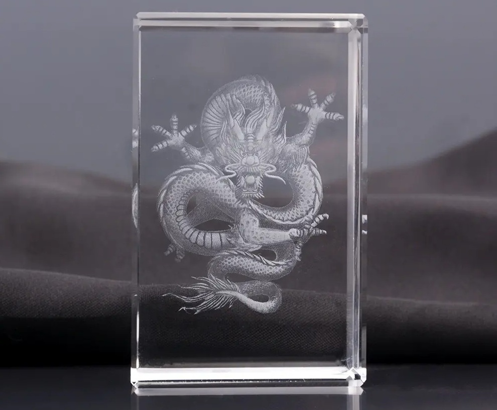 Honor Of Crysal K9 Block 3d Clear Chinese Zodiac Laser Dragon Animal Cube Home Decoration