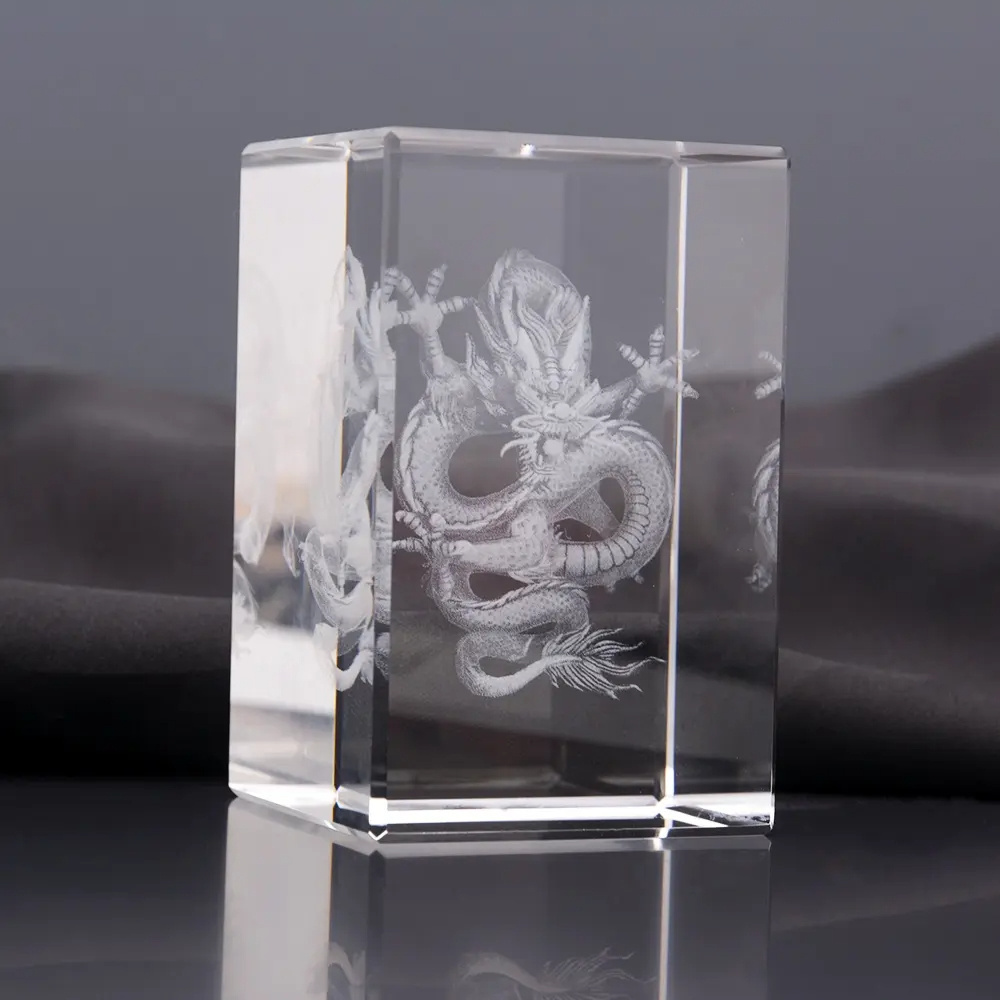 Honor Of Crysal K9 Block 3d Clear Chinese Zodiac Laser Dragon Animal Cube Home Decoration